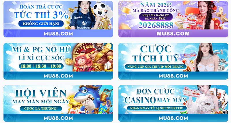 Các khuyến mãi nổi bật đang có tại MU88